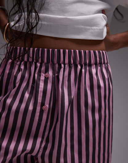 Co Ord Pink And Purple Stripe Boxer Short