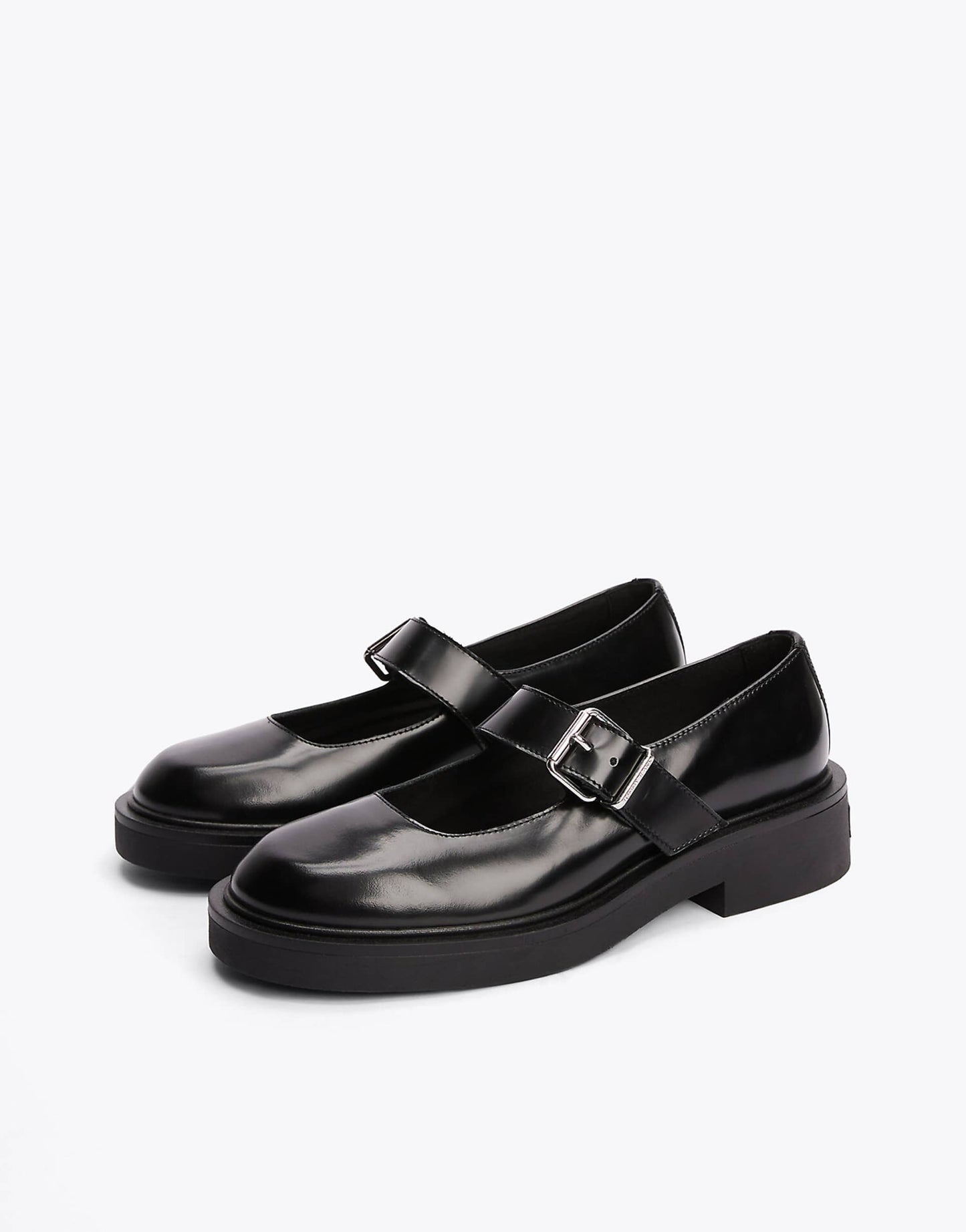 Leather Block Heel Mary Janes