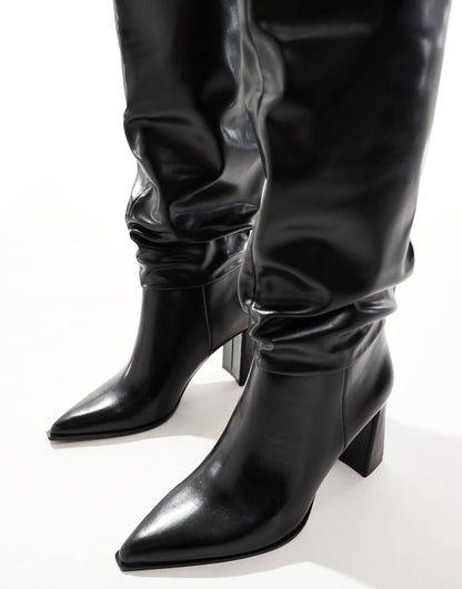 Slouchy Heeled Knee High Boot