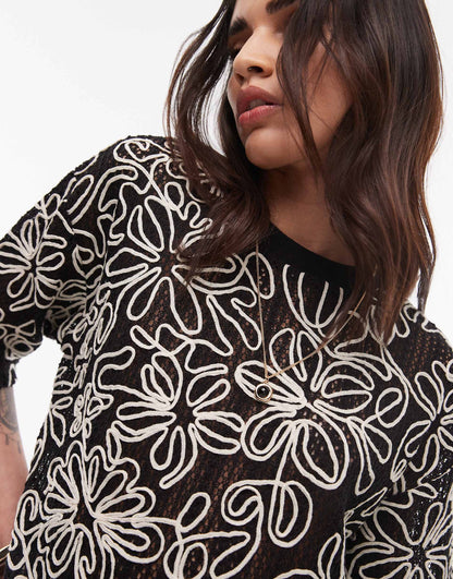 Boxy Floral Applique Top Co-Ord