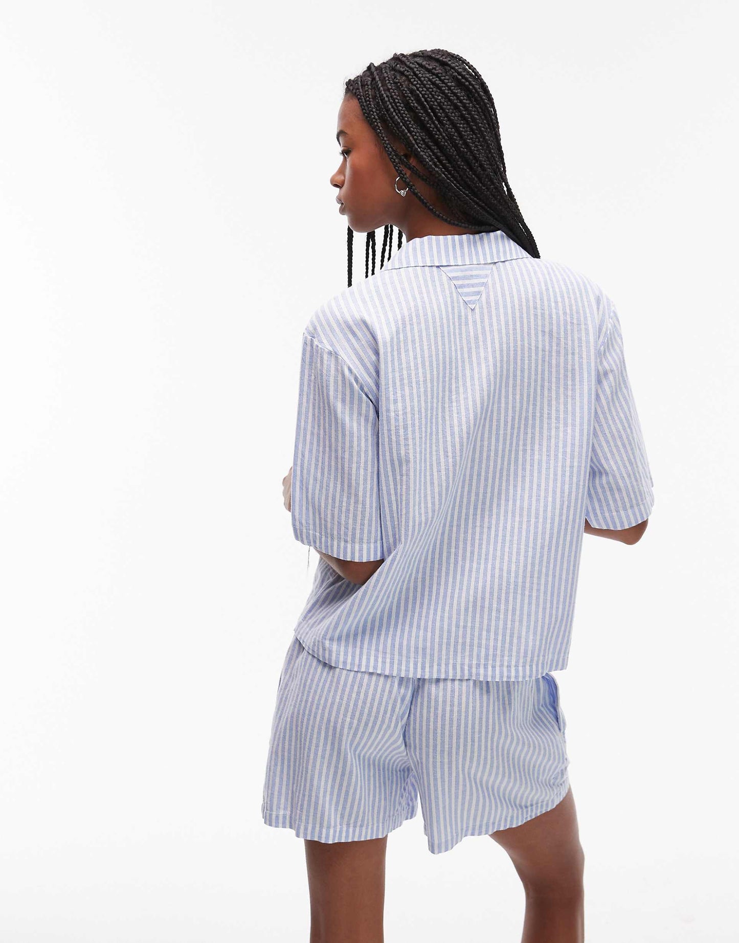 Linen Short Sleeve Shirt And Shorts Pyjama Set