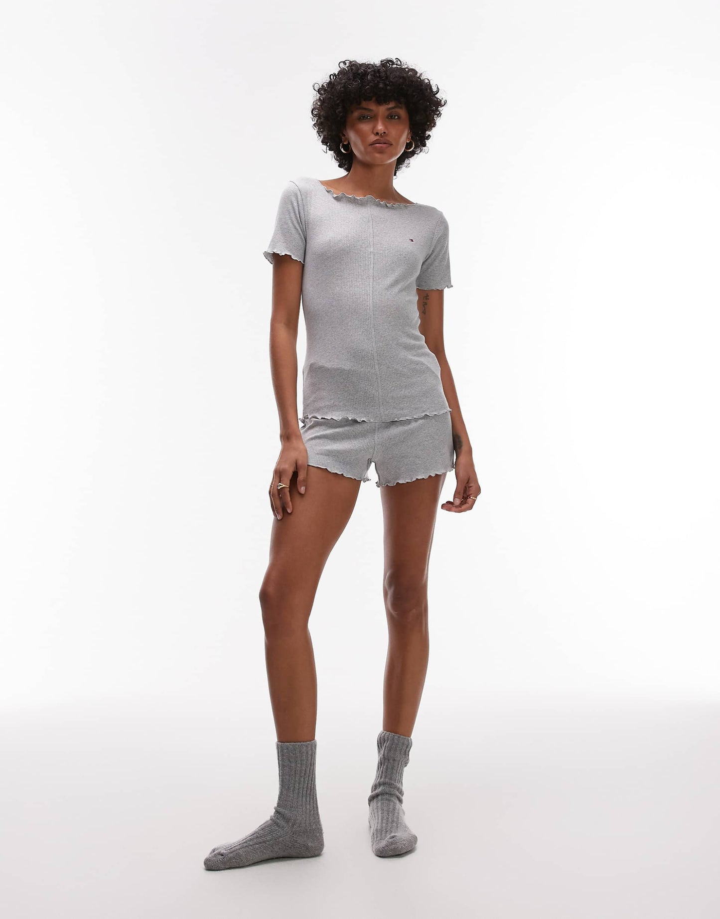 Rib T-Shirt And Shorts Pyjama Set