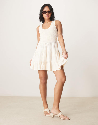 Petite Crinkle Scoop Tiered Mini Dress