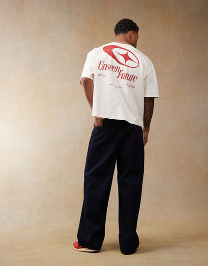 Boxy Oversized Heavyweight Dropped Shoulder T-Shirt With Back Print