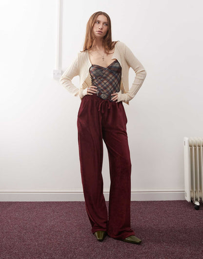 Wide Leg Ribbed Trouser