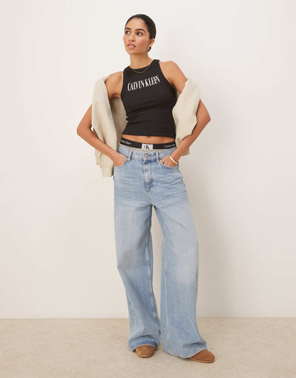 Jeans Script Logo Rib Tank Top