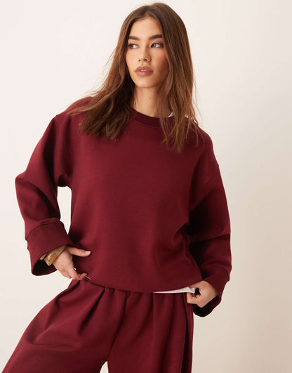 Interlock Oversized Crew Neck Top