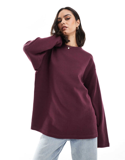 Oversized Long Sleeve Waffle T-Shirt