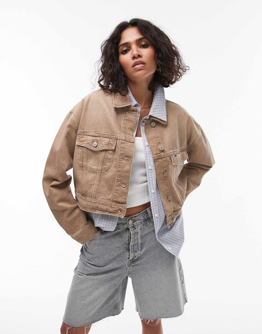 Oversized Crop Trucker Jacket