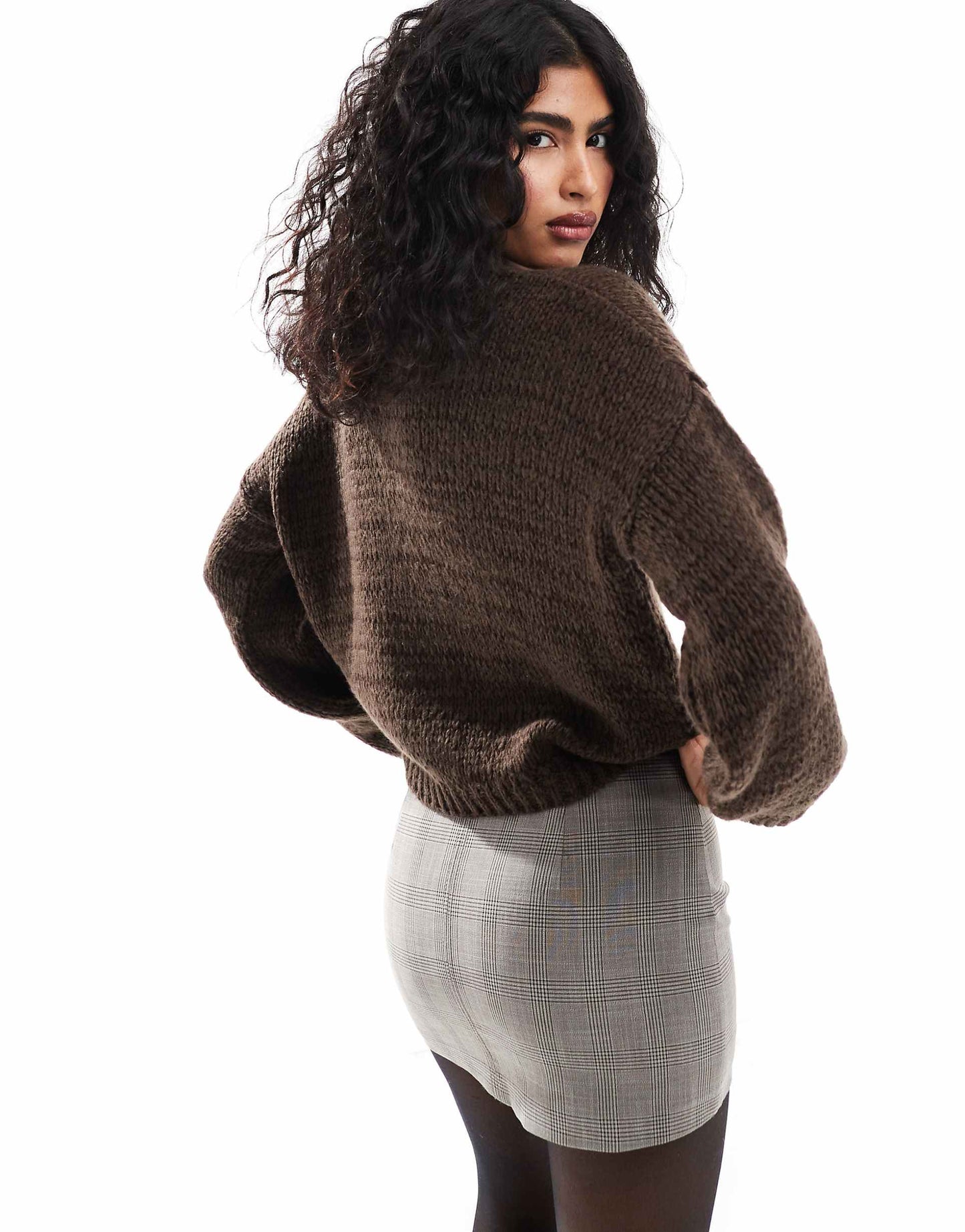 Knitted Crew Neck Jumper With Boxy Sleeve