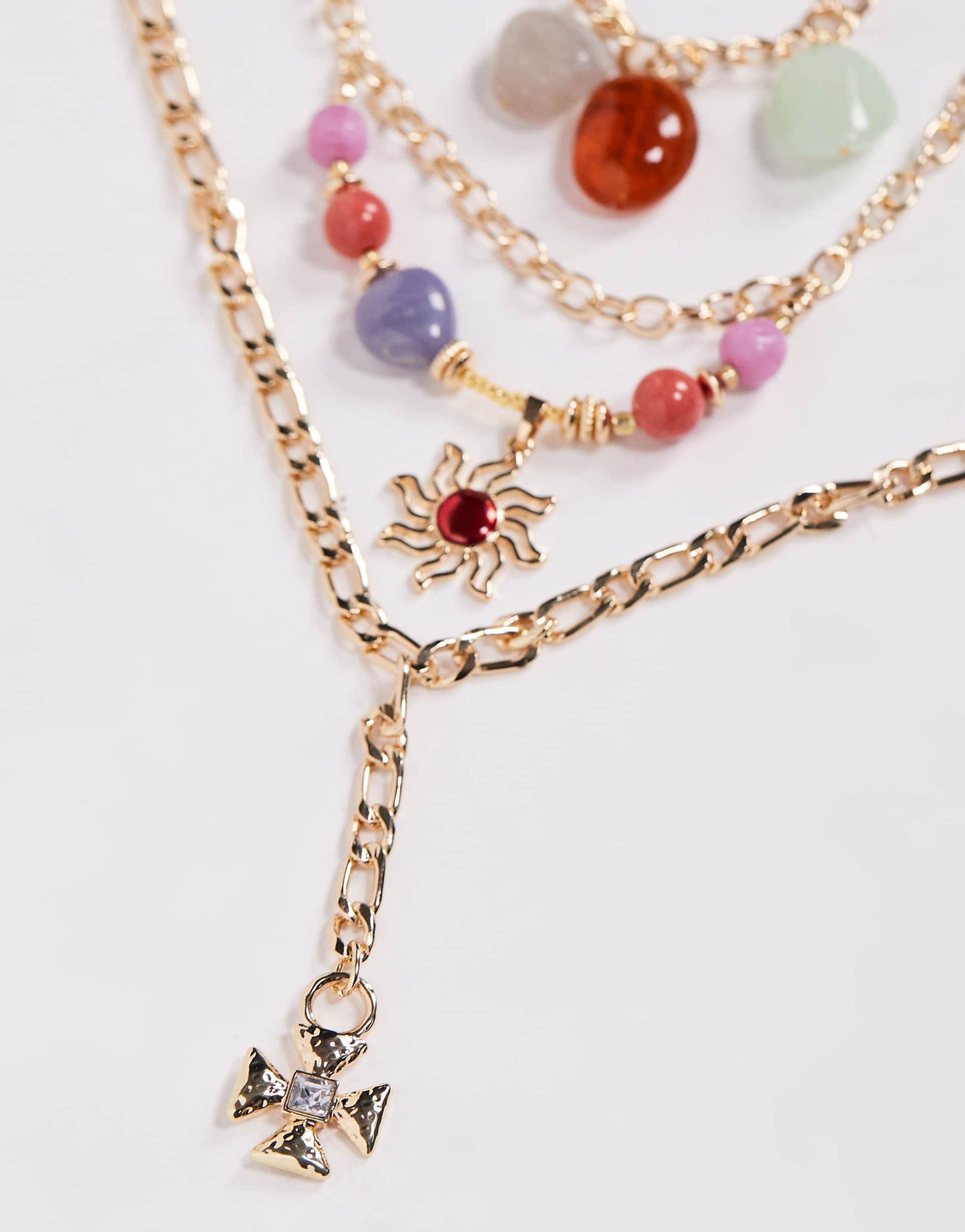 Statement Boho Stone And Cross Multi Layer Necklaces