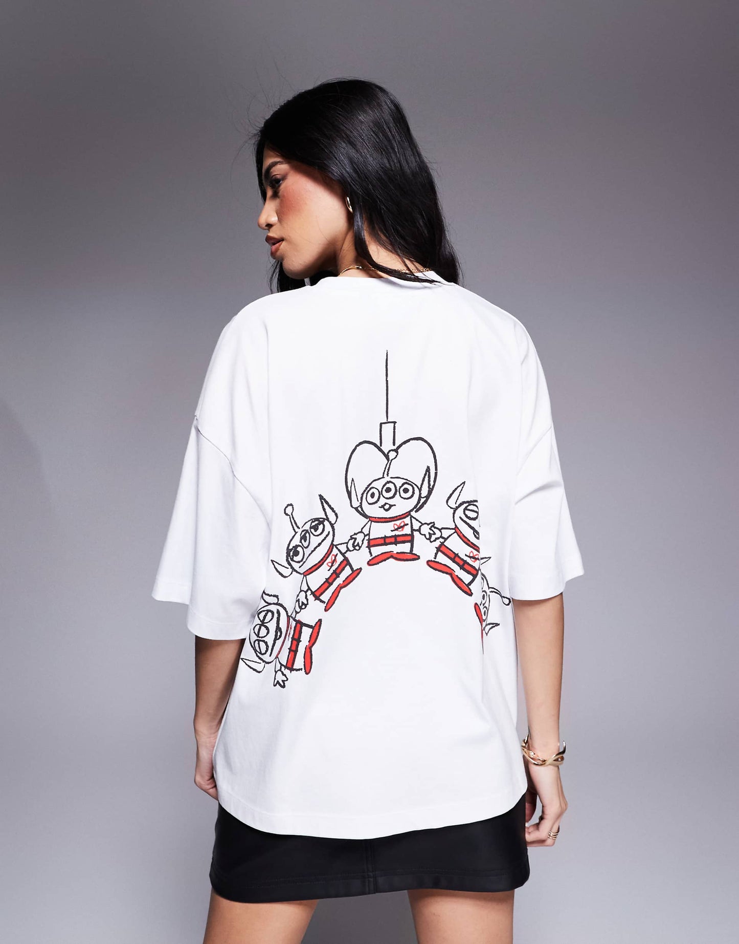 Disney Pixar Boxy Oversized T-Shirt With Toy Story Aliens  Prints