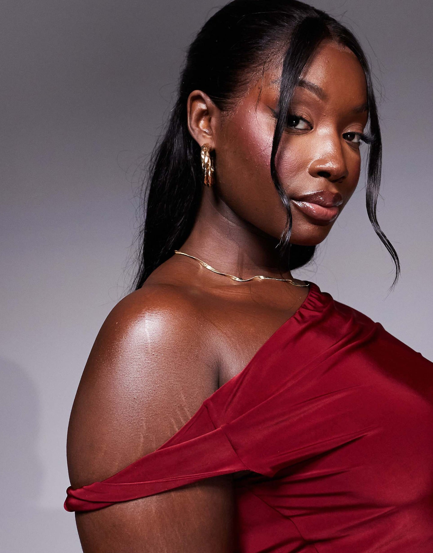 Curve Co-Ord Slinky Twist Off Shoulder Top