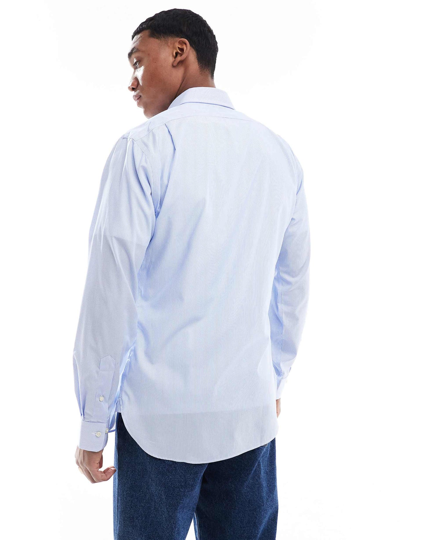 Icon Logo Estate Collar Slim Fit Stripe Poplin Smart Shirt