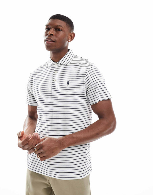 Icon Logo Stripe Pima Cotton Polo Custom Fit