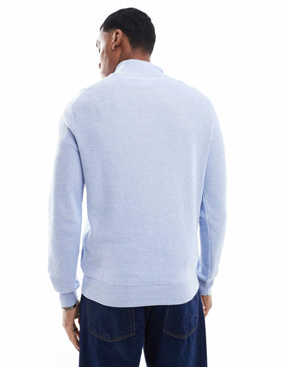 Icon Logo Textured Cotton Knit Half Zip Jumper