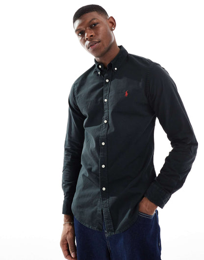 Icon Logo Slim Fit Yarn Dyed Oxford Shirt