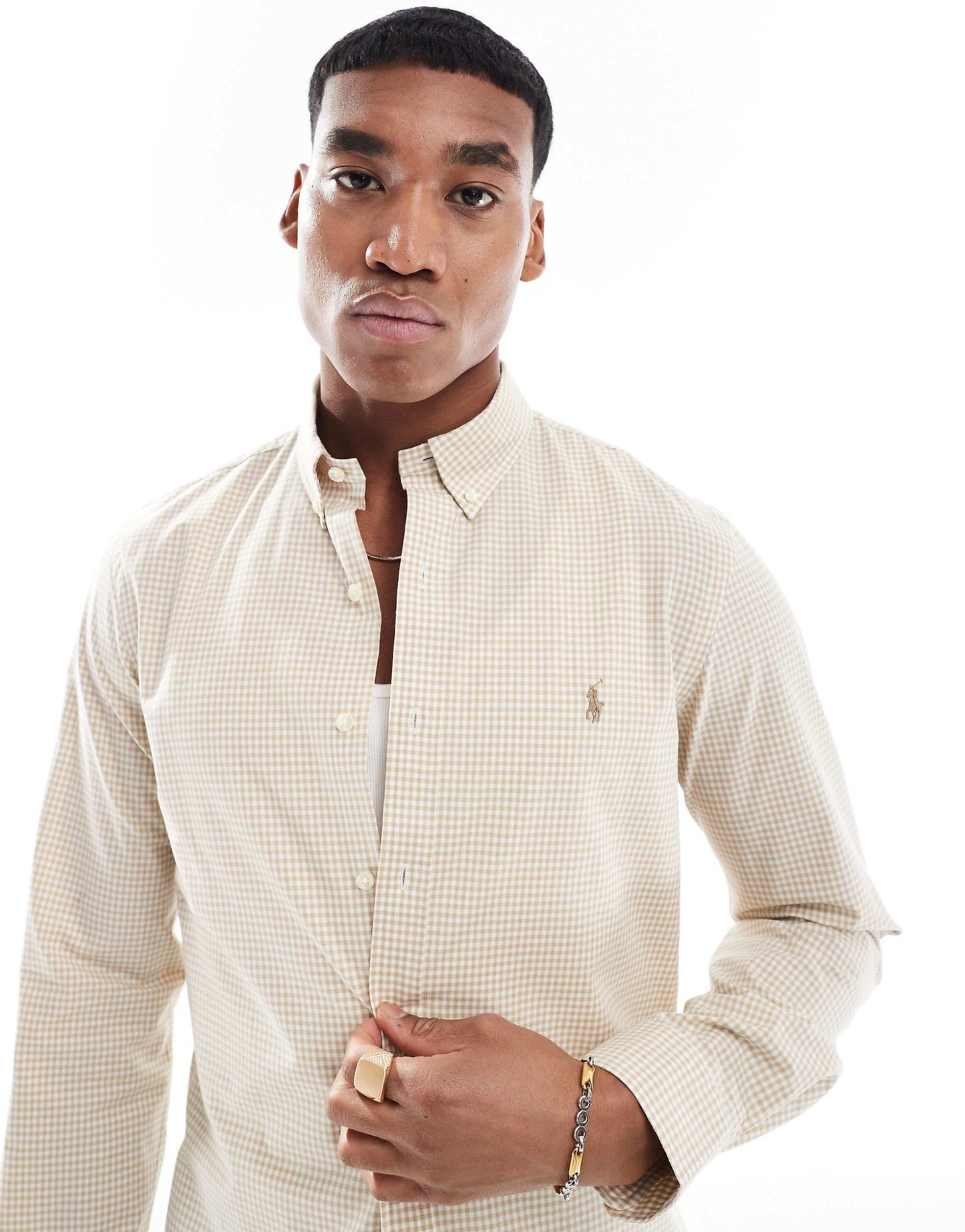 Icon Logo Check Slim Fit Bistretch Poplin Shirt