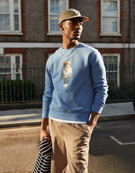 Campus Bear Print Fleece Sweatshirt