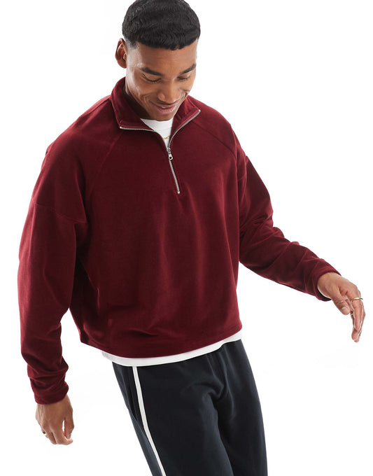 Oversized Quarter Zip Fleece Sweatshirt