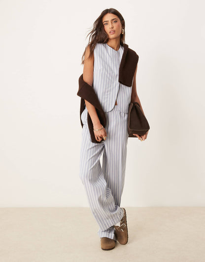 Tailored Straight Leg Trousers With Linen Co-Ord