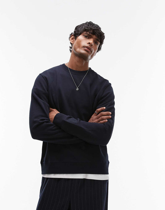 Minimal Jersey Sweatshirt With Crew Neck