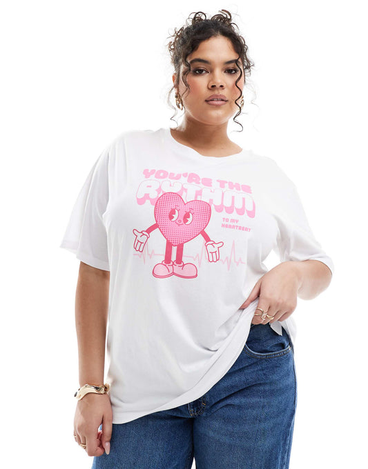 Curve Oversized T-Shirt With Heart Graphic