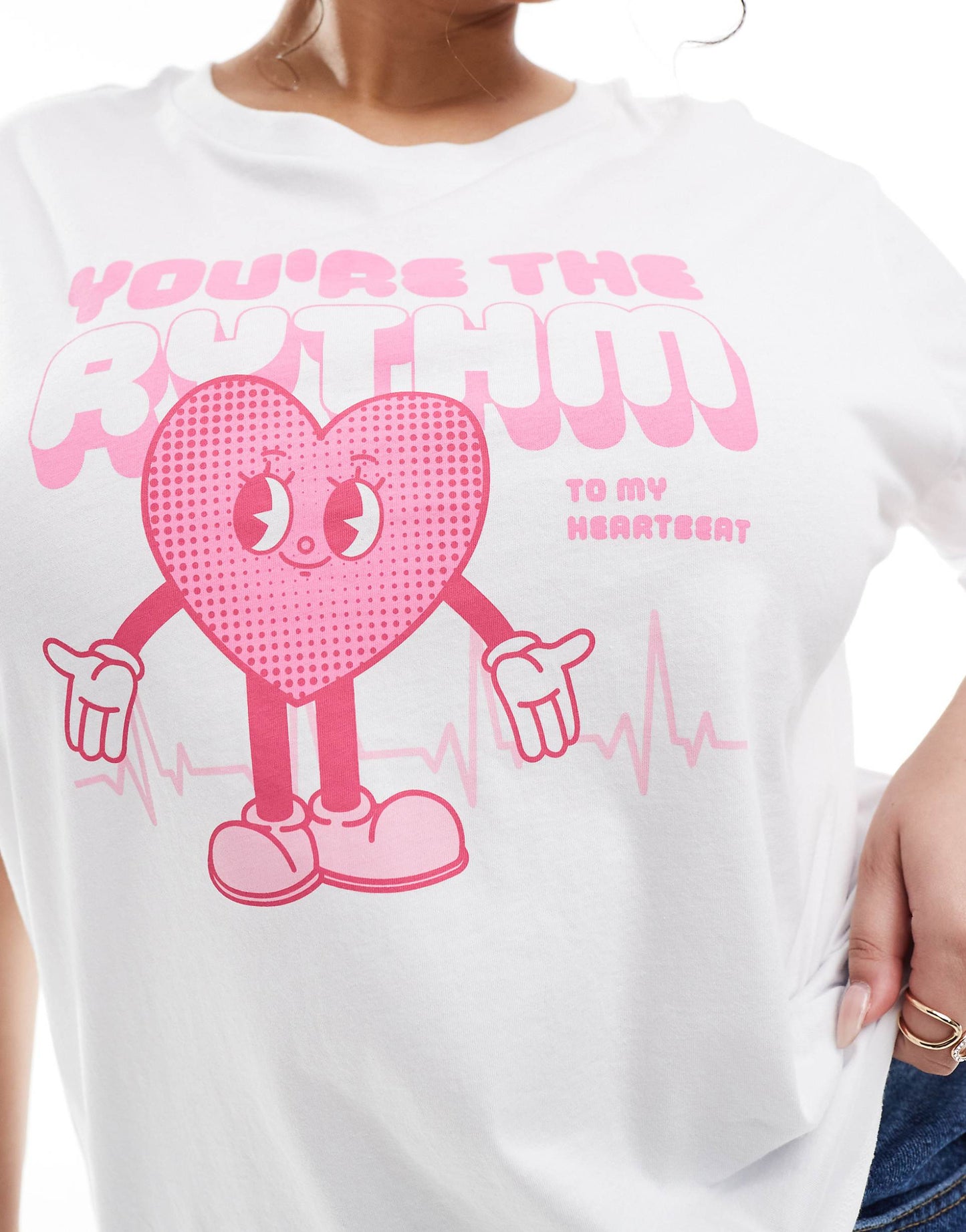 Curve Oversized T-Shirt With Heart Graphic