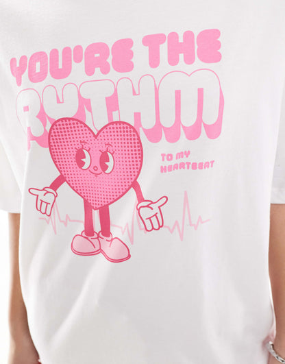 Oversized T-Shirt With Heart Graphic