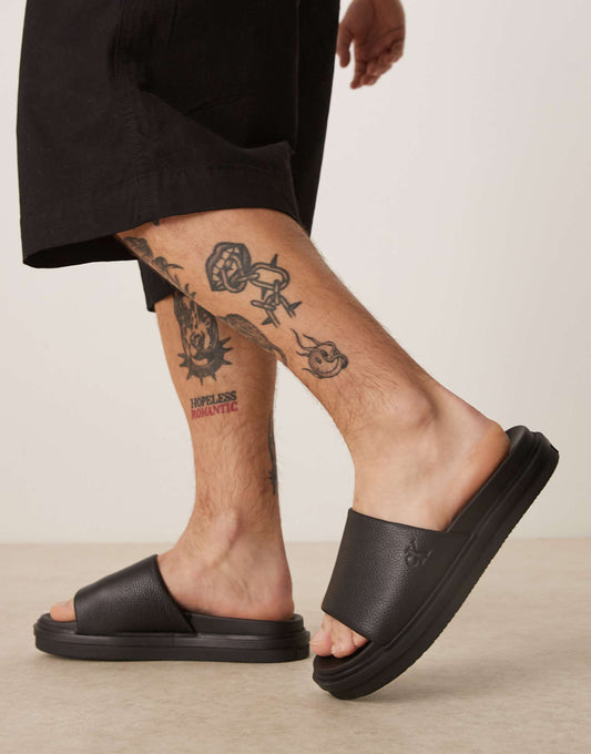 Jeans Embossed Slider Sandal