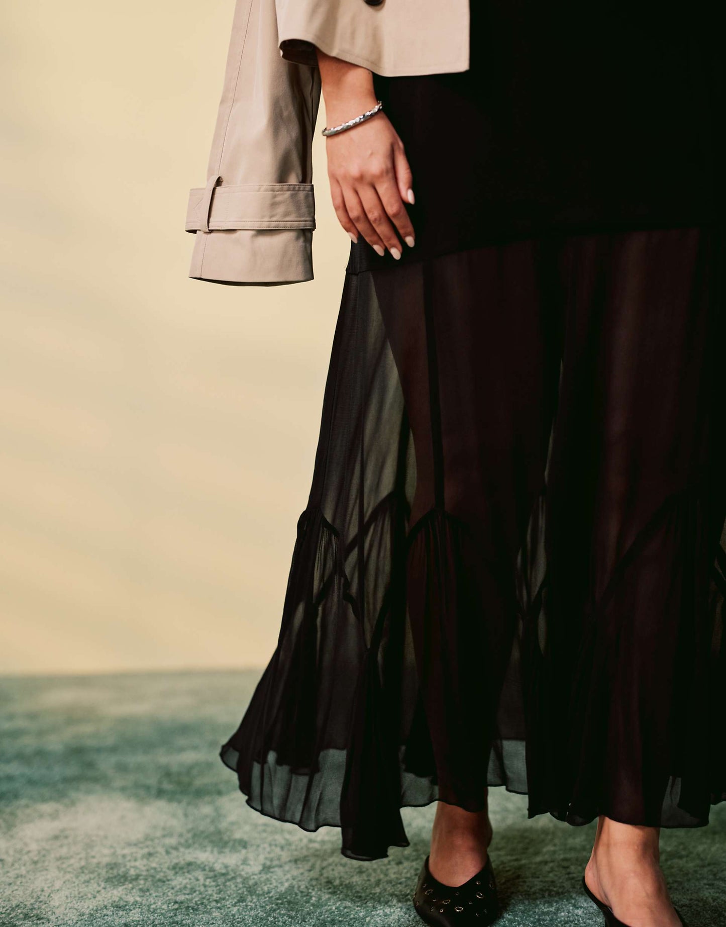 Curve Dropped Waist Maxi Dress Witth Full Godet Hem