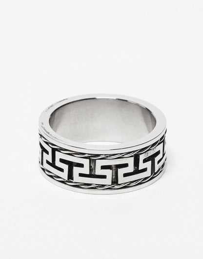 Waterproof Stainless Steel Chunky Greek Wave Band Ring