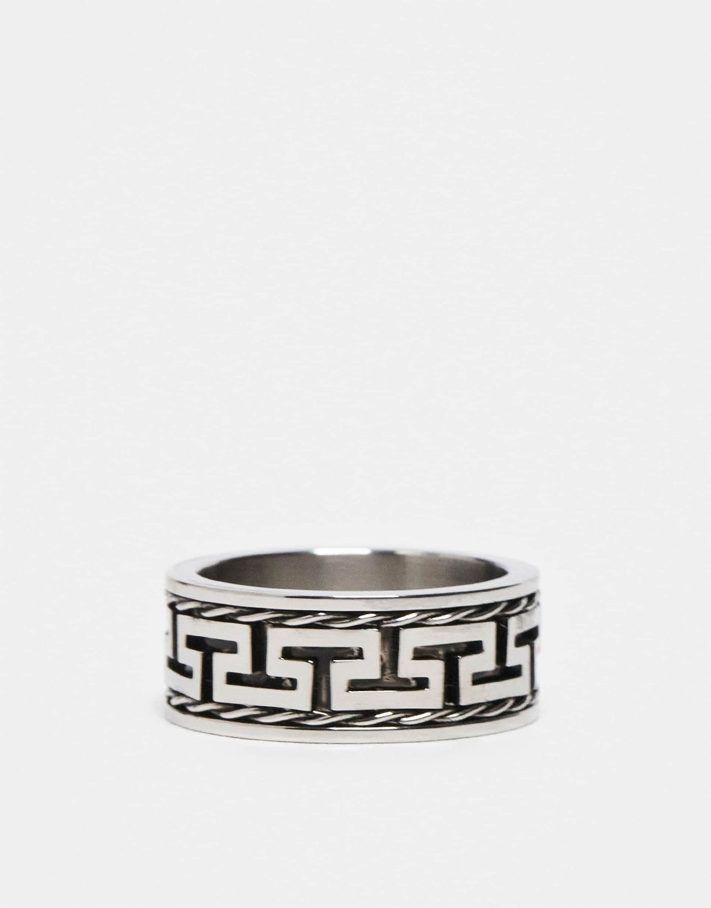 Waterproof Stainless Steel Chunky Greek Wave Band Ring