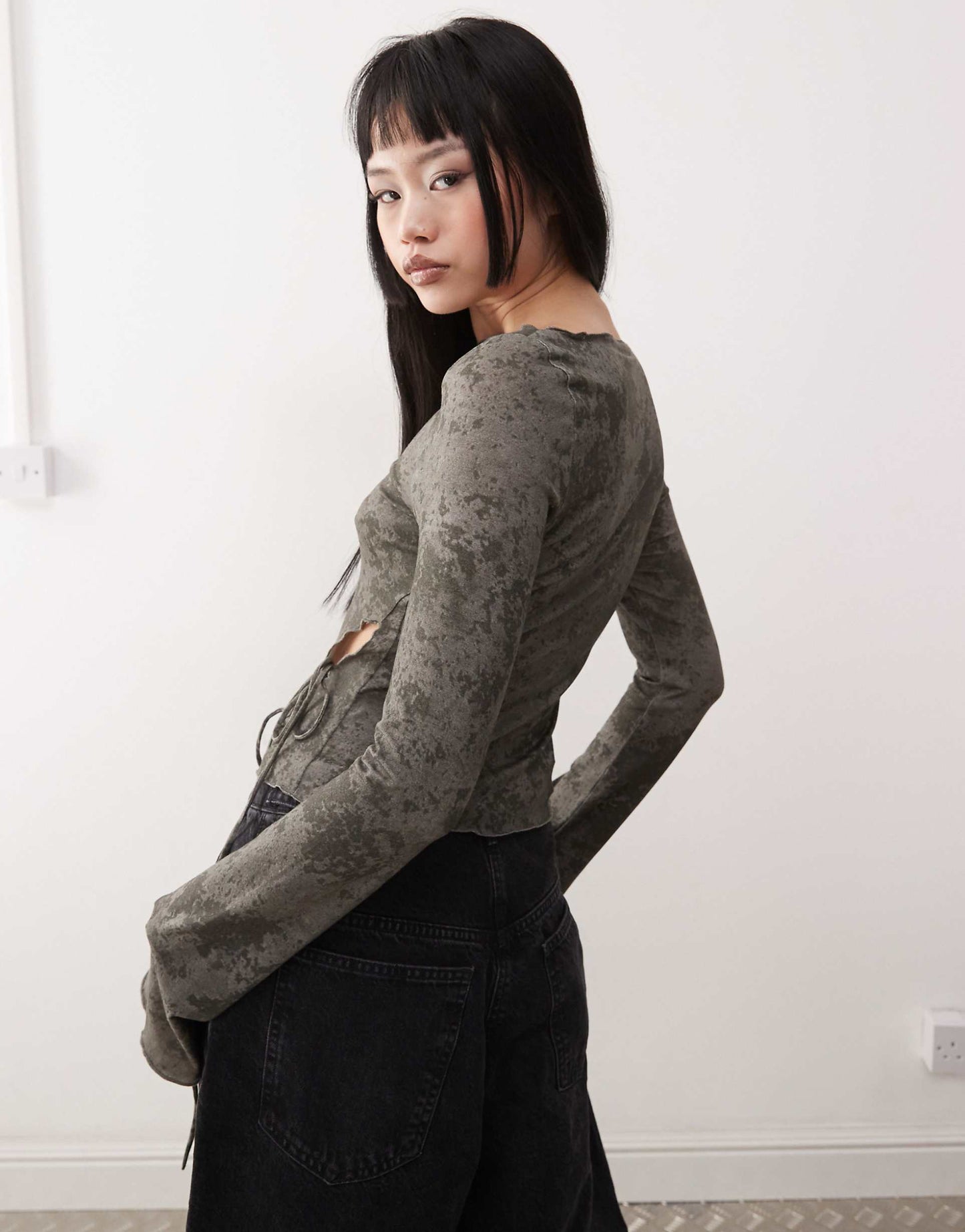 Long Sleeve Top With Side Tie Detail