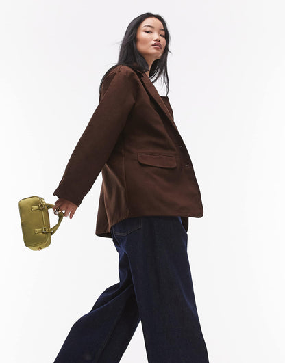 Faux Suede Oversized Blazer
