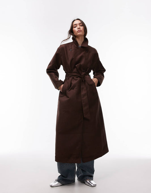 Faux Suede Oversized Trench Coat