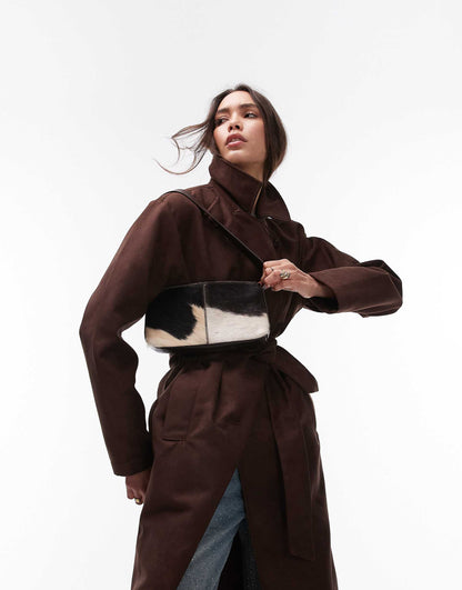 Faux Suede Oversized Trench Coat