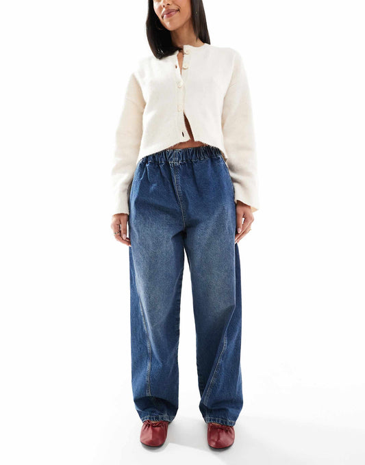 Pull On Barrel Leg Jeans