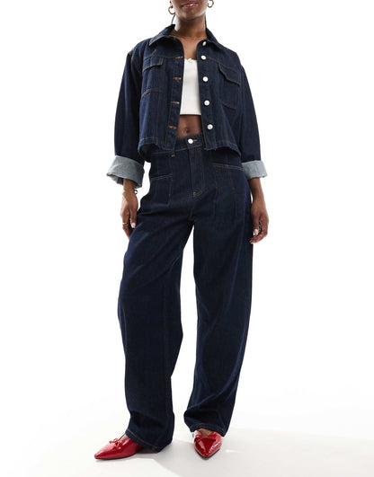 High Waisted Barrel Jean With Pleats