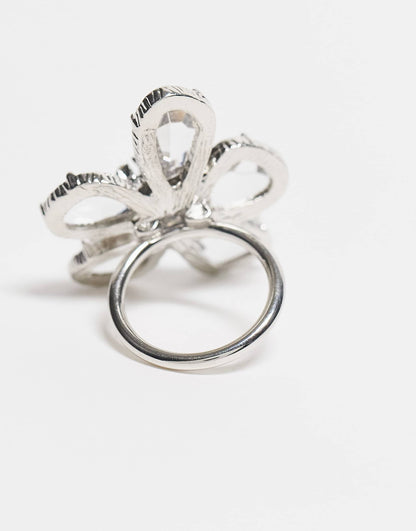 Ring With Crystal Floral Detail