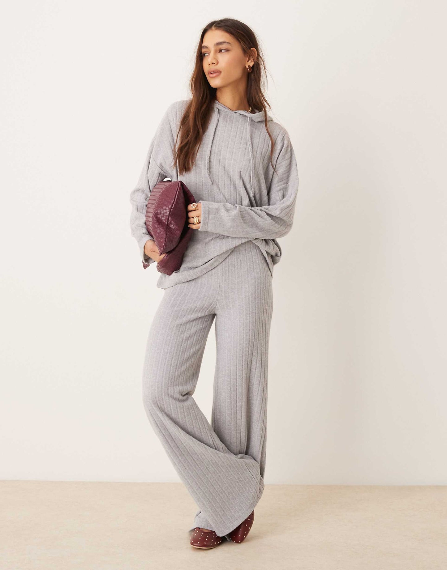 Supersoft Wide Rib Longline Oversized Hoodie Co Ord