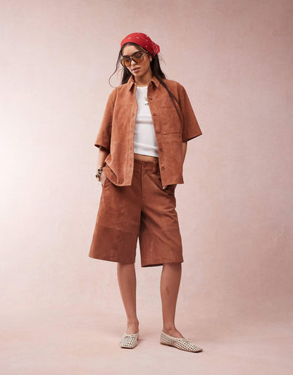 Suede Bermuda Shorts Co-Ord