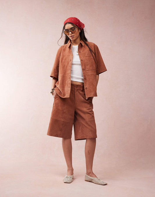 Suede Bermuda Shorts Co-Ord