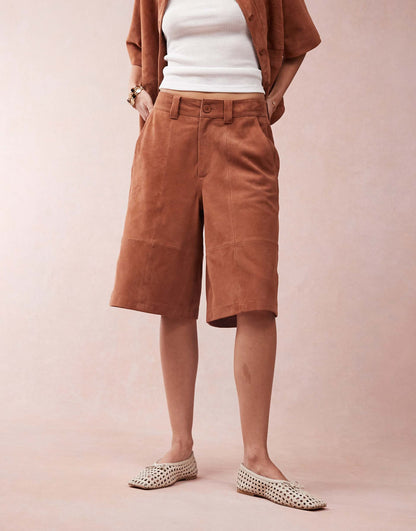 Suede Bermuda Shorts Co-Ord