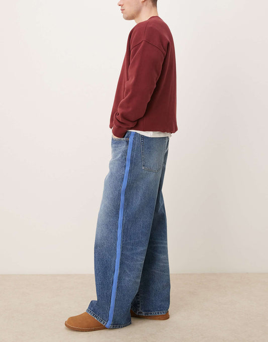 Super Baggy Jeans With Side Stripe