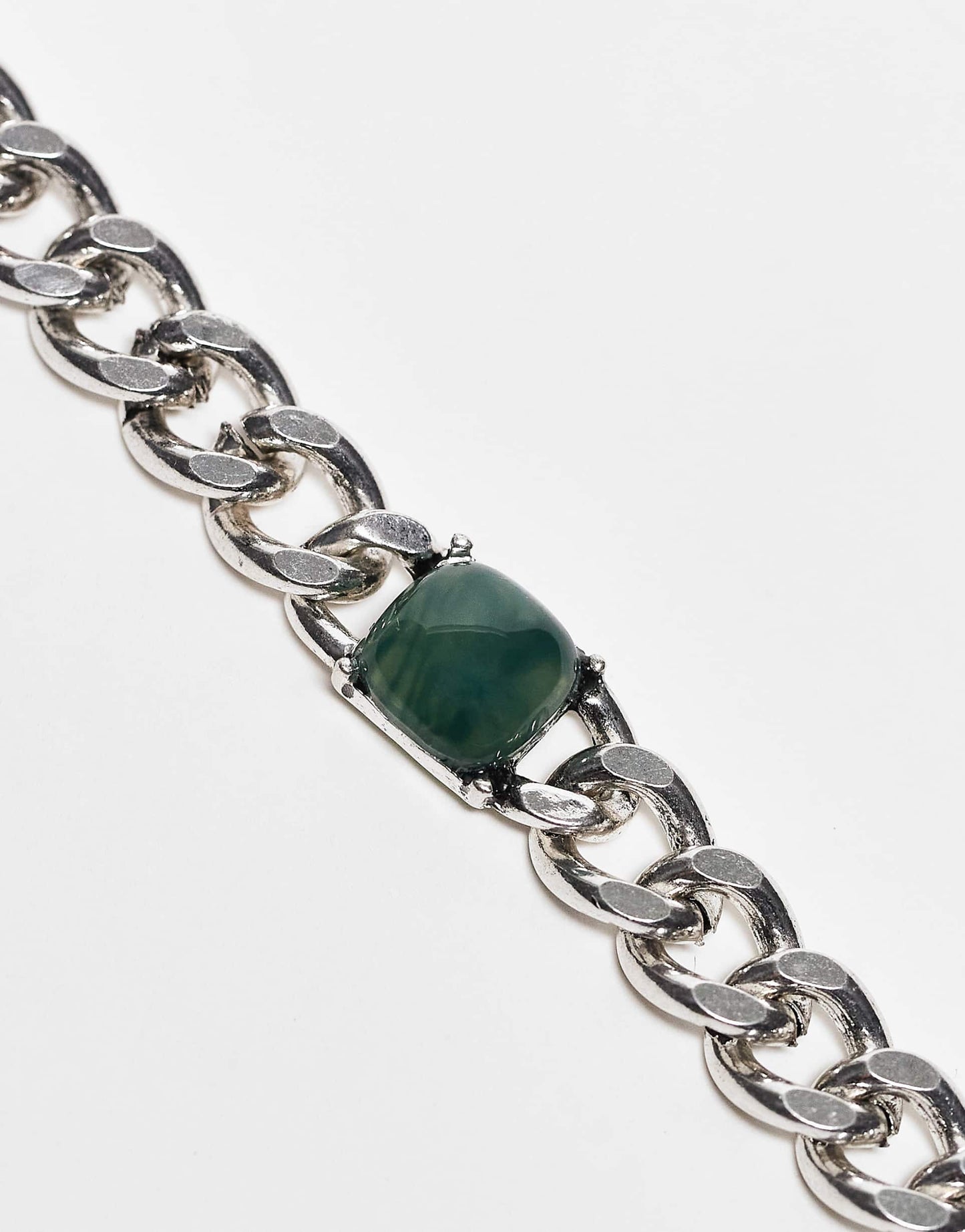 Unisex Chain Bracelet With Faux Jade Stone