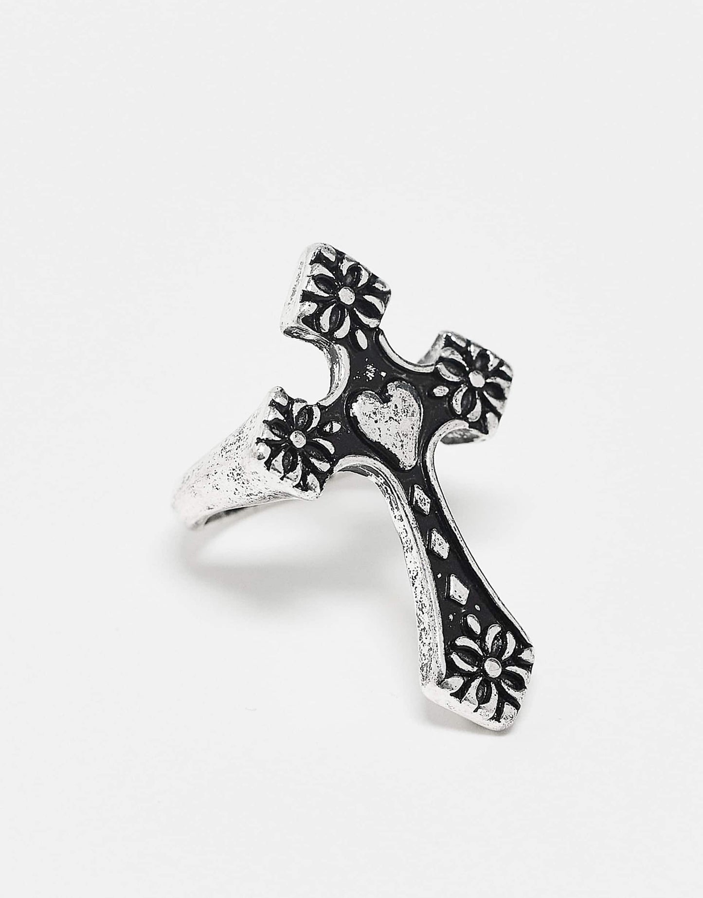 Unisex Ring With Heart Cross