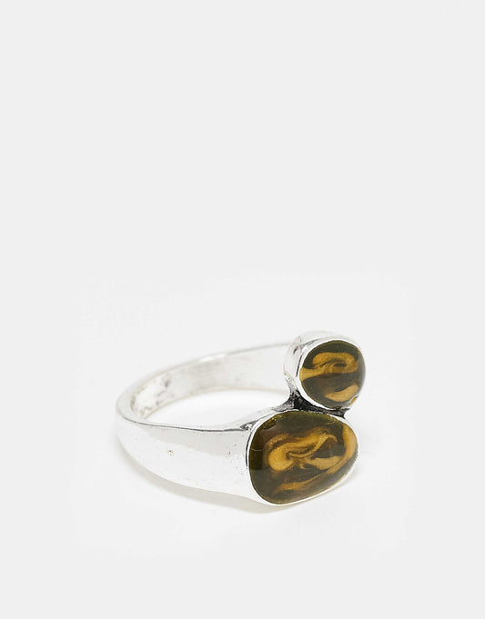 Unisex Wraparound Ring With Faux Brown Stone