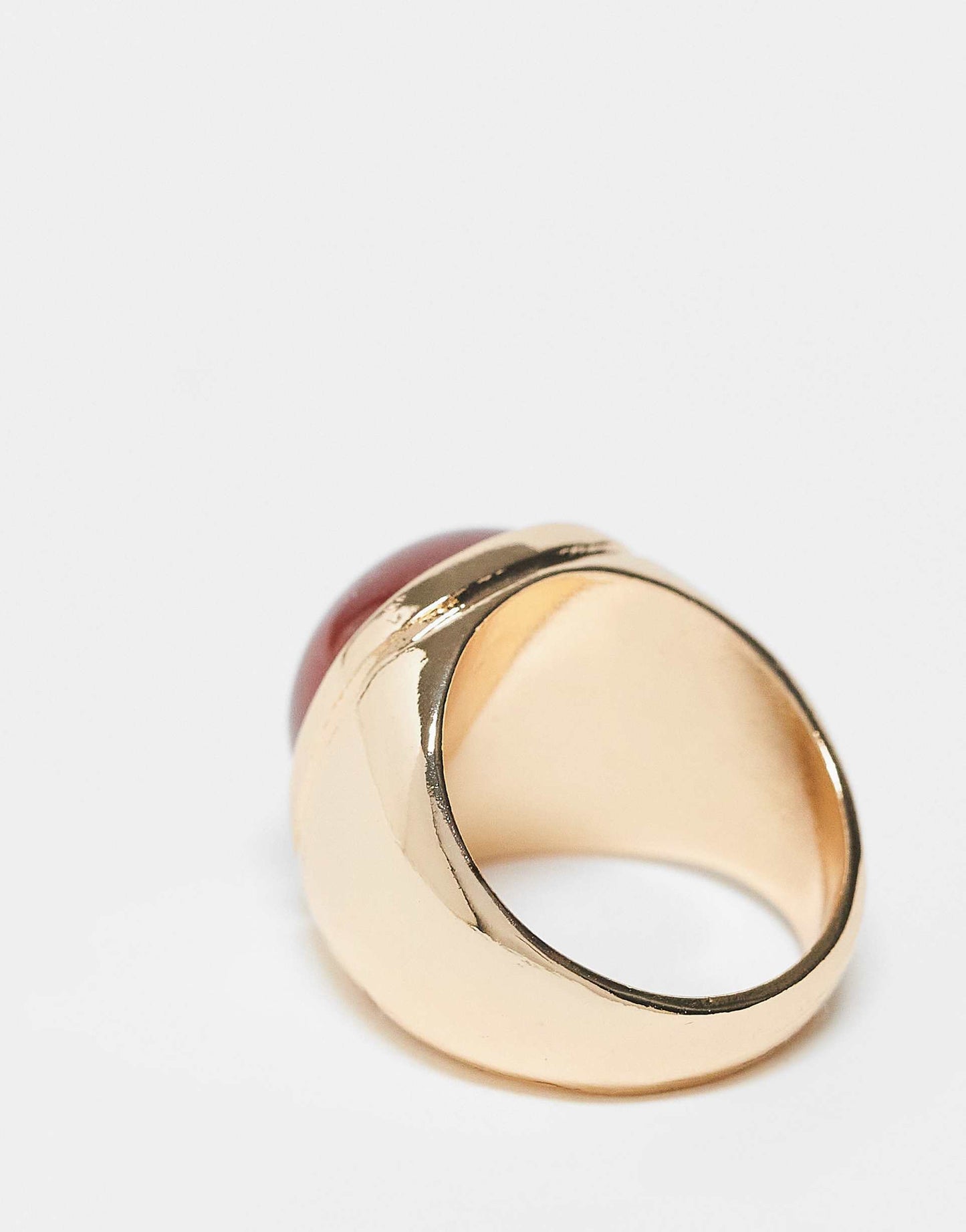 Unisex Gold Ring With Red Stone