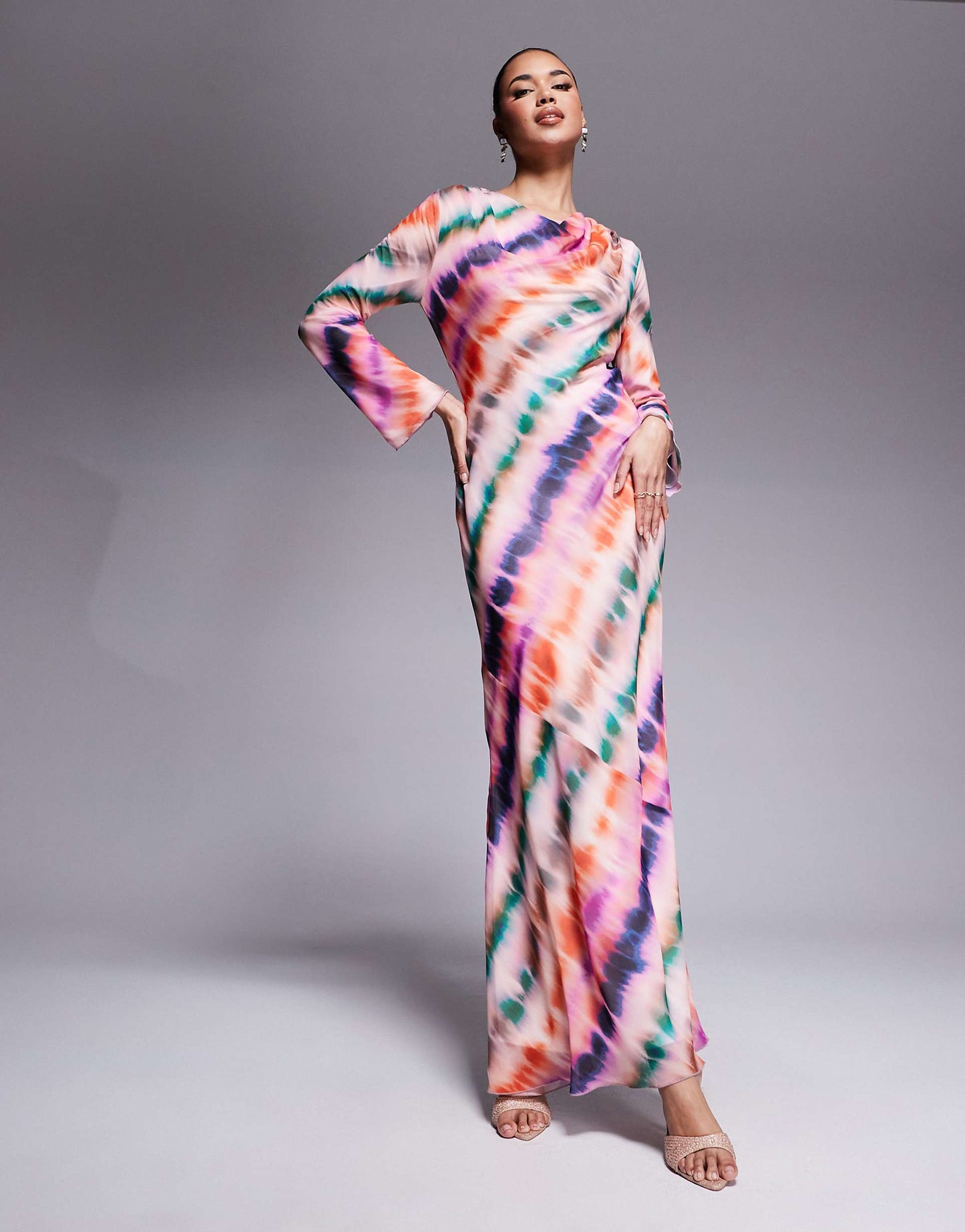 Cowl Neck Chiffon Maxi Dress